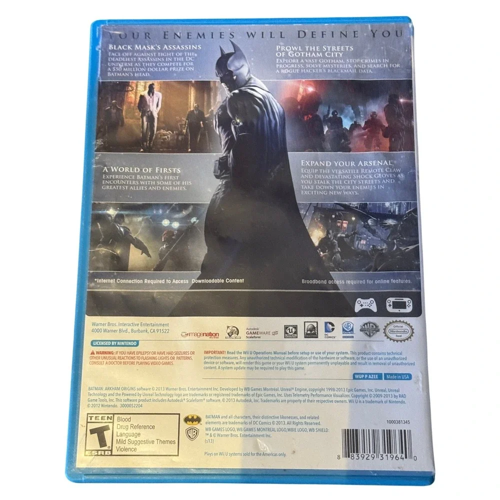 Batman Arkham Origins Nintendo Wii U WB Games Action Adventure 2013